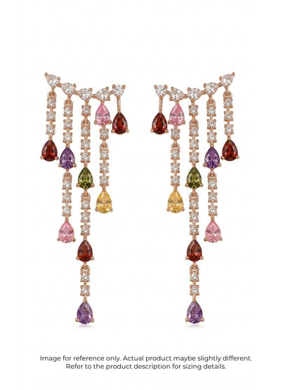 Midnight Crystal Ear Cuff Drop Earrings | Rose Gold CZ Earrings
