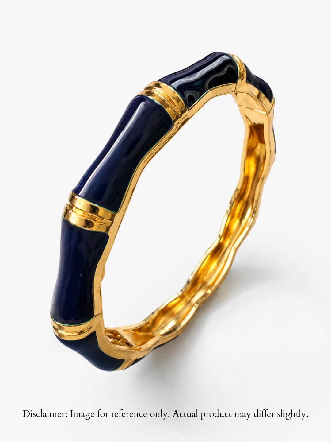 Notte Bamboo Enamel Bangle, 18K Gold-Plated