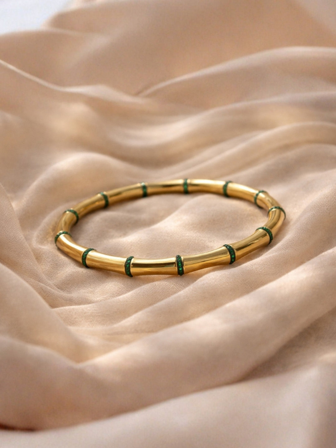 Emerald Bamboo Bracelet Stack