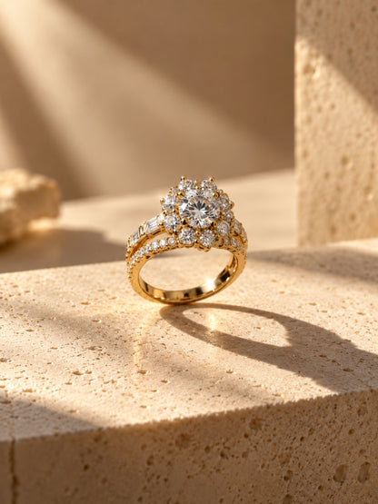 18K Rose Gold Plated Solitaire CZ Statement Ring, view 5