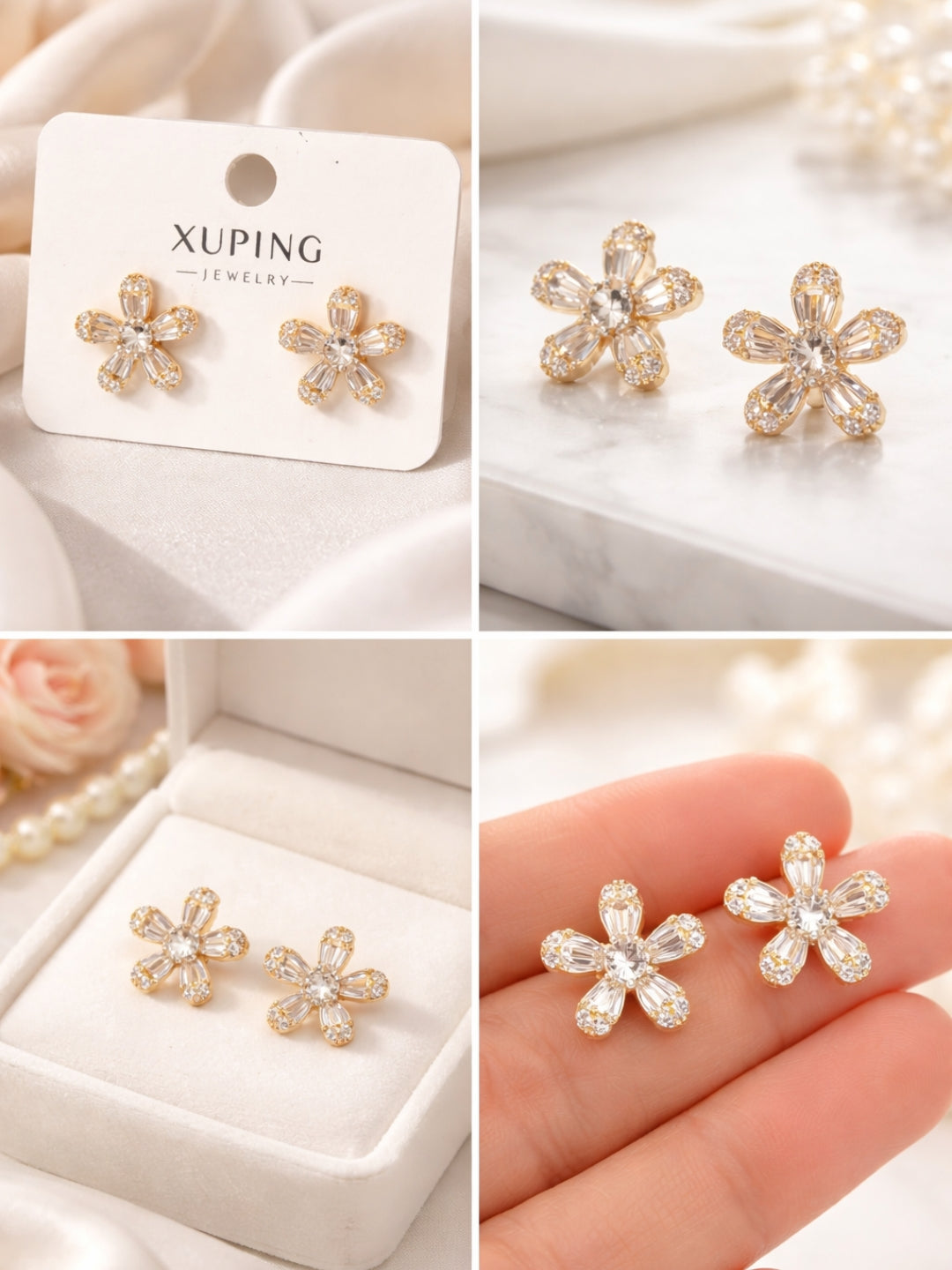 Floral Studded Rose Gold Earrings | Everyday AD Flower Studs