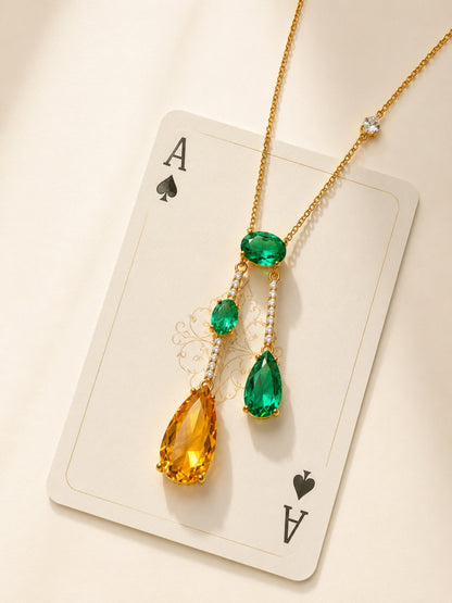 Vendemmia Emerald & Citrine Cascade Necklace & Earring Set, 18K Gold-Plated