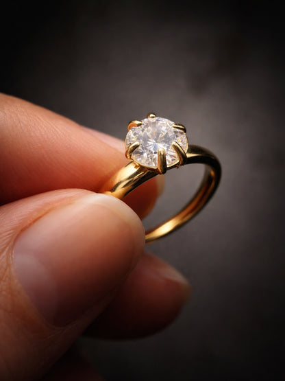 Big Stone Solitaire Ring – 18K Gold CZ Statement Ring
