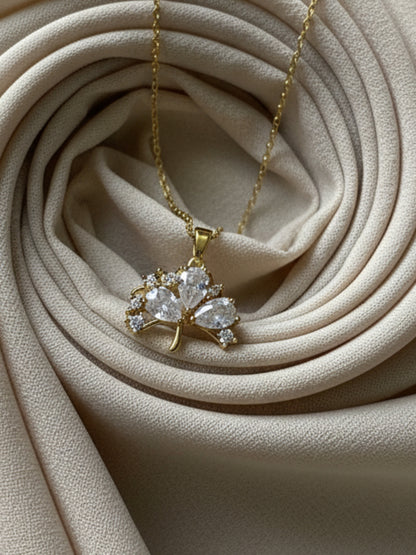 Multi-Stone Umbrella Pendant Necklace in 18K Gold | CZ Neckpiece