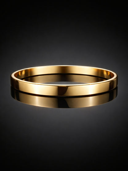 18K Gold Plated Thick Plain Cuff Bracelet – Waterproof Steel