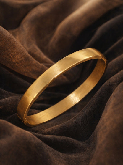 Matte Gold Men's Kada Bracelet – 18K Gold Plated Stainless Steel