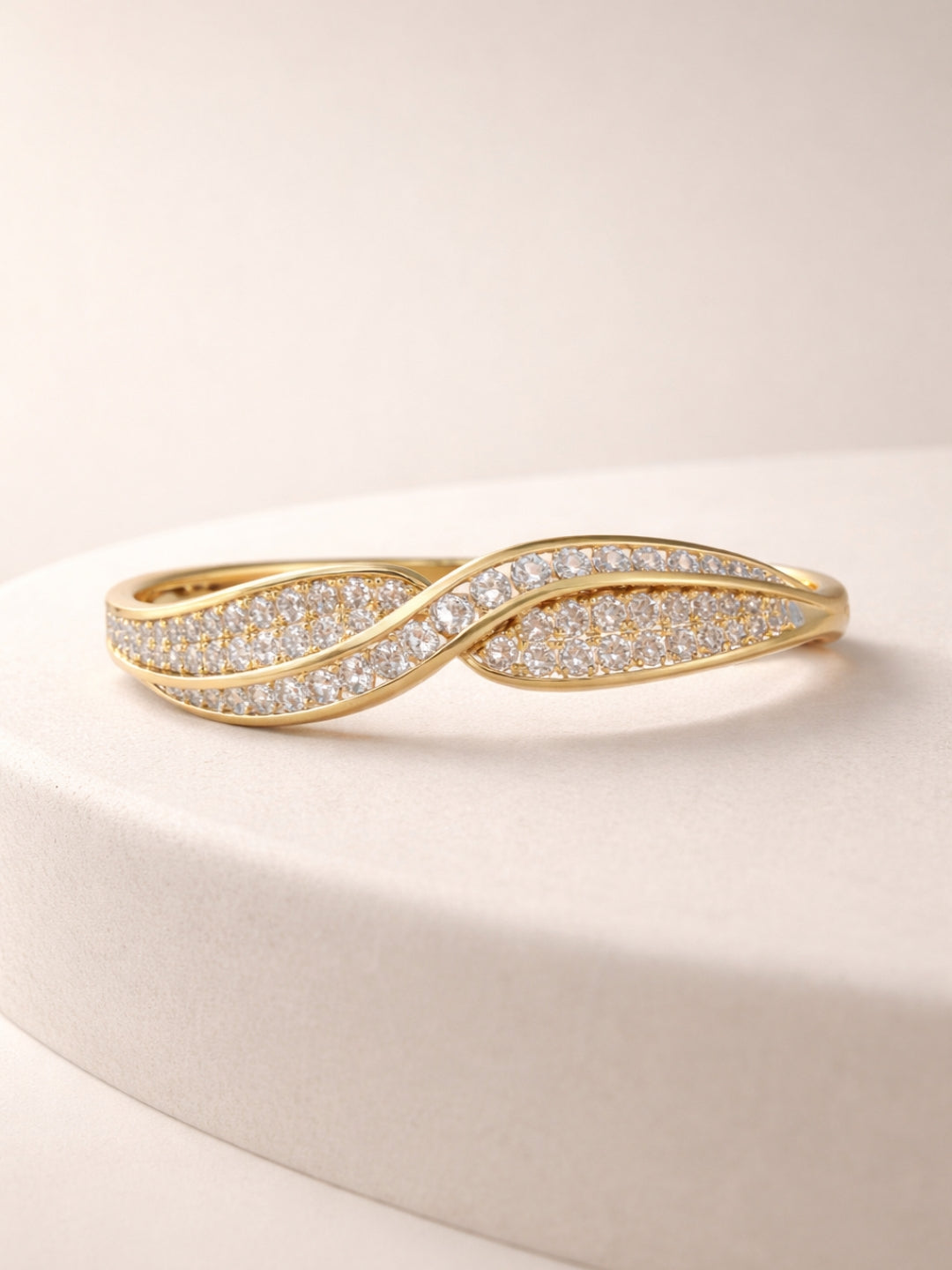 18K Gold Plated Full Studded Curve Bracelet for Women