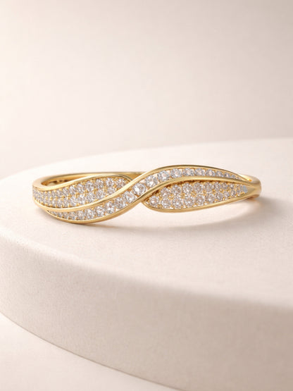 18K Gold Plated Full Studded Curve Bracelet for Women