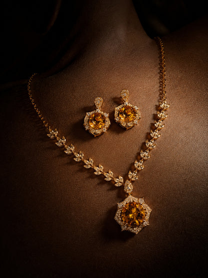 Splendore Golden Halo Necklace & Earring Set, 18K Gold-Plated