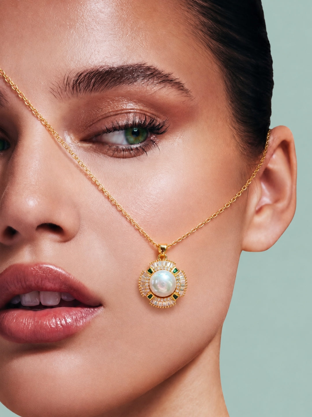 Girandola Pearl Baguette Necklace & Earring Set, 18K Gold-Plated