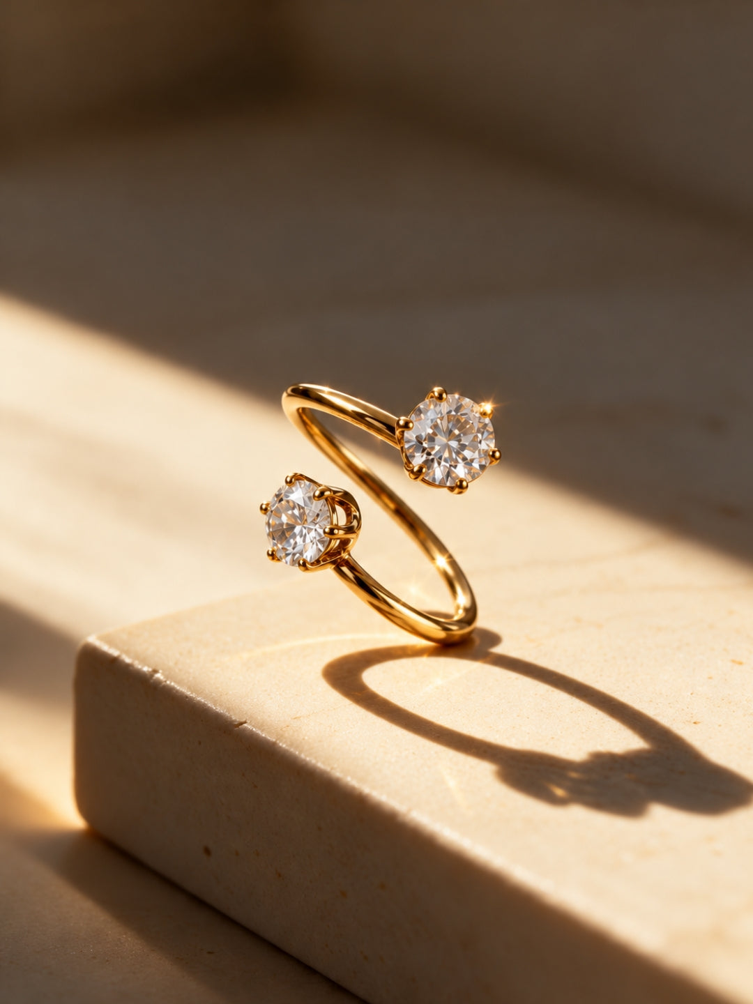 Double Solitaire Ring - 18kt Gold Plating