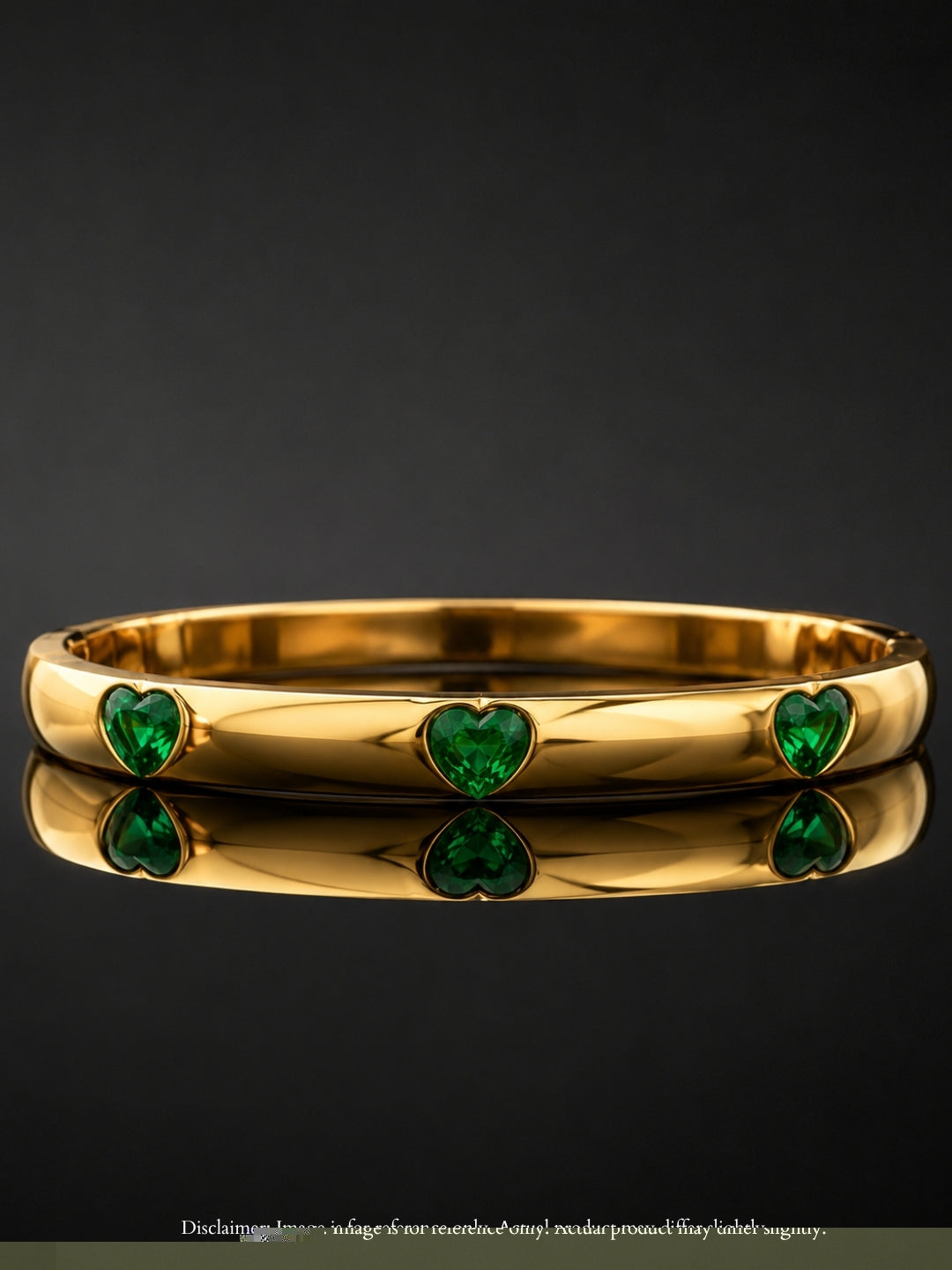 Coil Bangle & Green Heart Cuff Bracelet Combo, 18K Gold-Plated