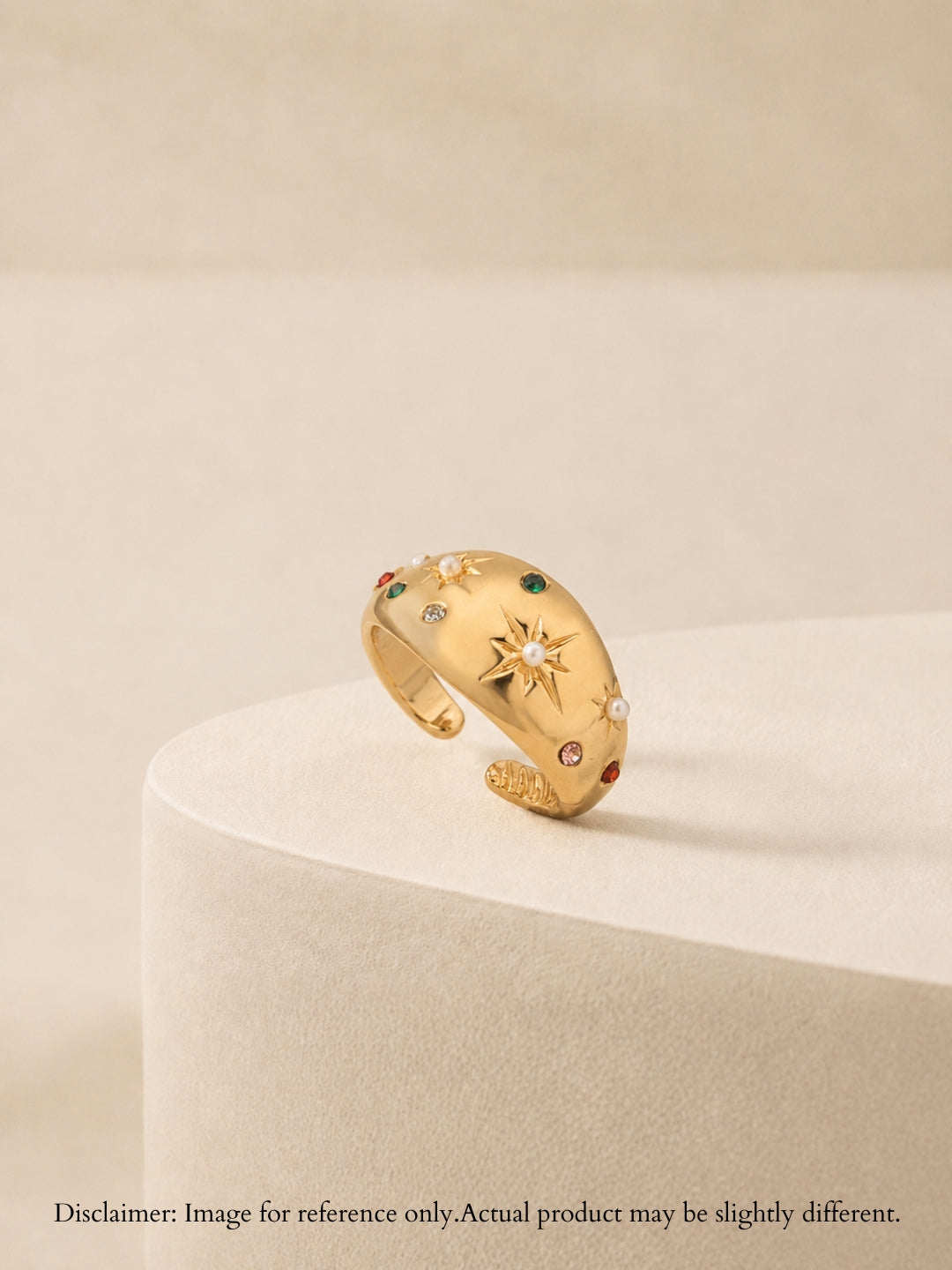 Celestial Multi-Stone Pearl Adjustable Ring in 18K Gold Plating
