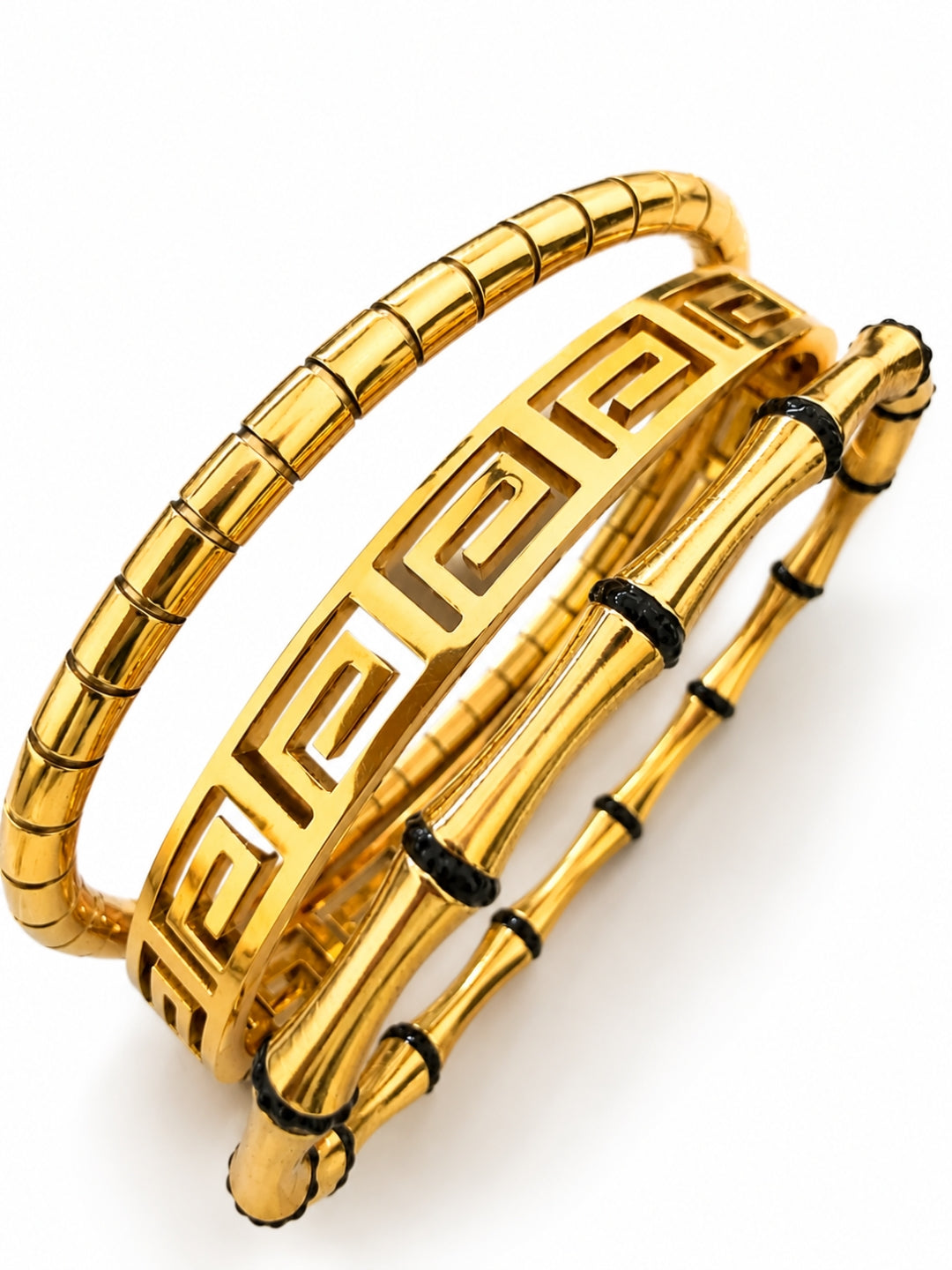 18K Gold Plated Stackable Bracelet Set – Set of 3