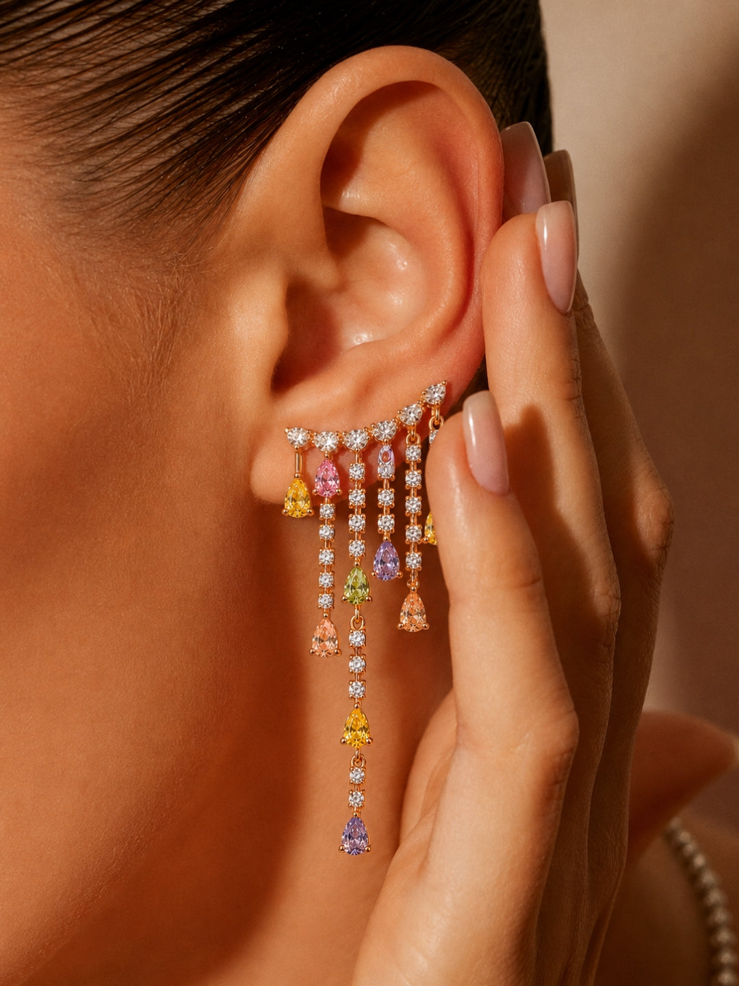 Aurora Cascade Fringe Earrings, 18K Rose Gold-Plated