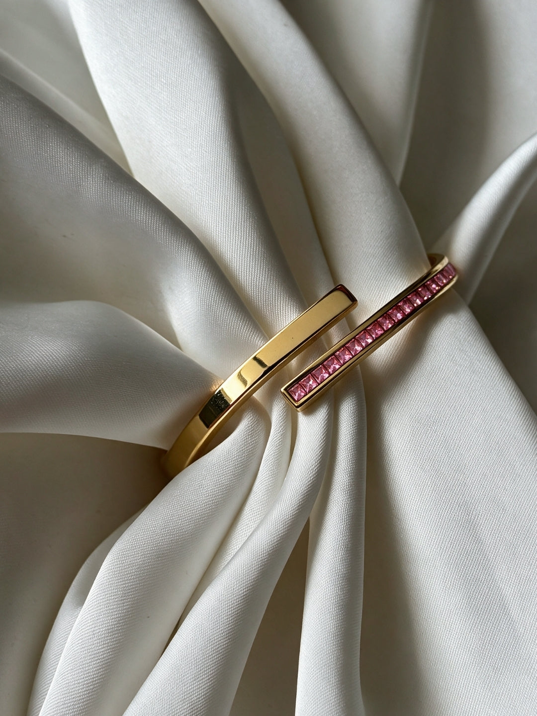 Rose CZ Gold Plated Cuff Bracelet