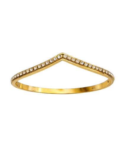 V Studded Cuff Bracelet in 18K Gold Plated Stainless Steel