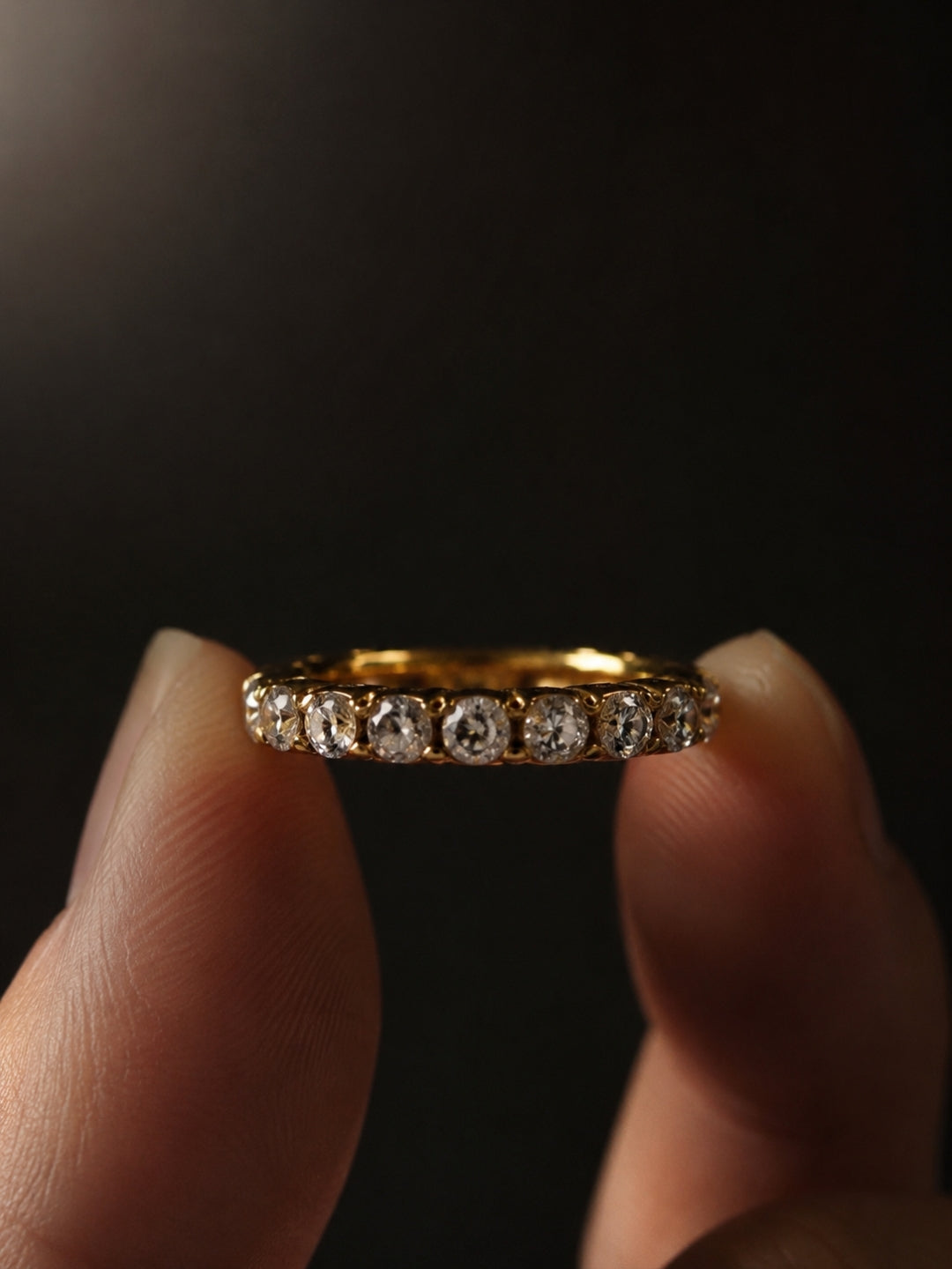 18K Gold Plated Eternity CZ Band Ring | Waterproof Stack Ring