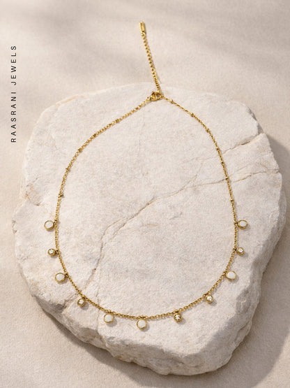 MOP & CZ Charms Gold Chain Necklace | Anti-Tarnish, Water-Resistant