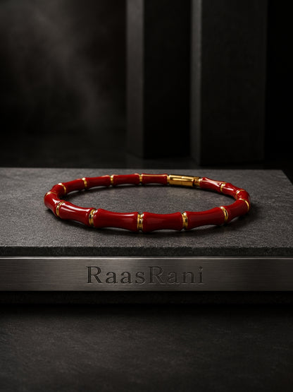 Scarlatto Bamboo Enamel Bangle, 18K Gold-Plated
