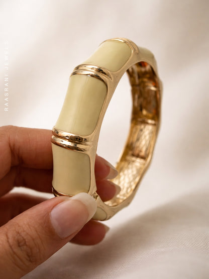 Camel Hexagon Enamel Bracelet | 18K Gold Anti-Tarnish Bangle