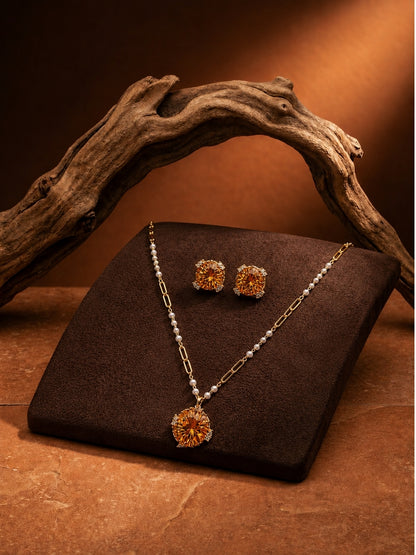 Adeline Champagne Crystal Pendant Set, view 5