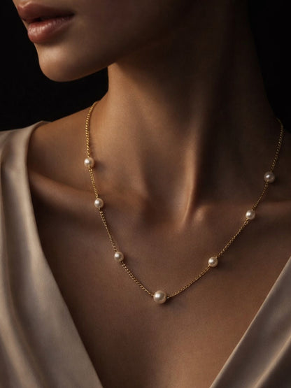 Luna Pearl Accent Chain – 18K Gold Plated Stainless Steel Necklace