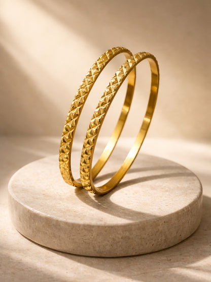 Risen Barfi Textured Gold Bangles – 18K Gold Plated