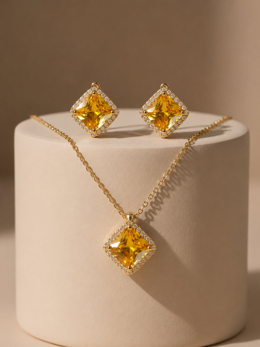 Miele Golden Halo Necklace & Earring Set, 18K Gold-Plated