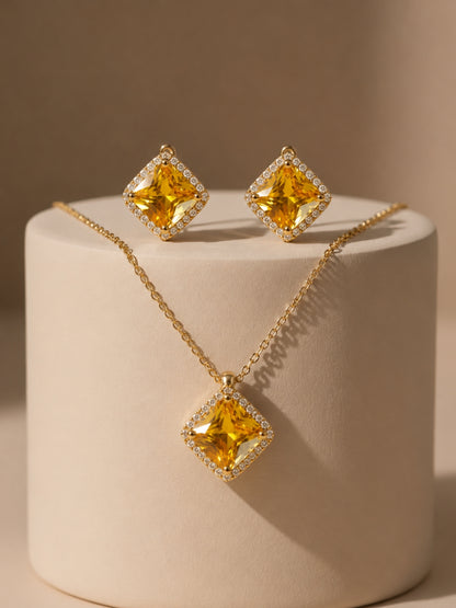 Miele Golden Halo Necklace & Earring Set, 18K Gold-Plated