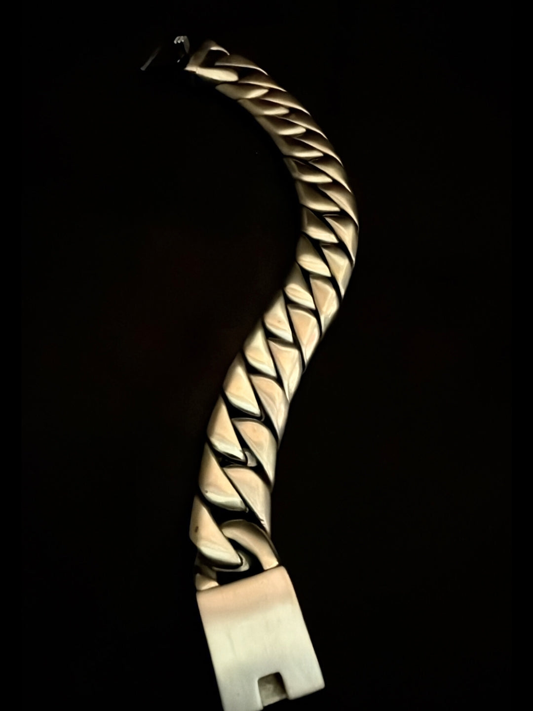 Matte Silver Chunky Cuban Bracelet for Men | Stainless Steel Rhodium