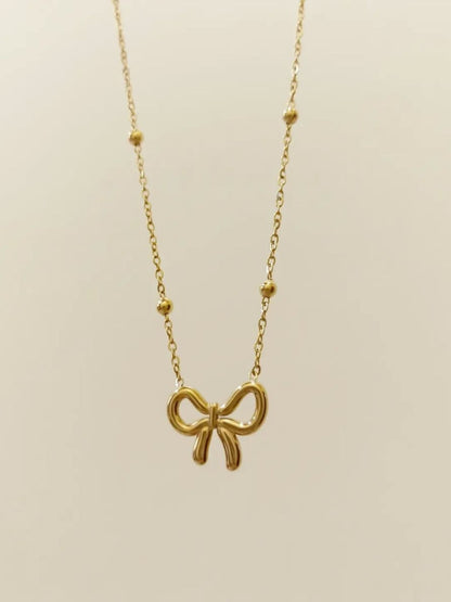 Gold Bow Neckpiece | 18k Gold Plated Stainless Steel Necklace