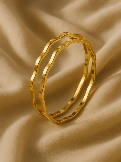 18K Gold Plated Wave Bangles – Anti-Tarnish, Skin Friendly, Water Resistant