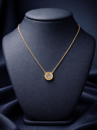 Roman Studded Gold Chain Necklace | 18K Gold Plated AD Pendant