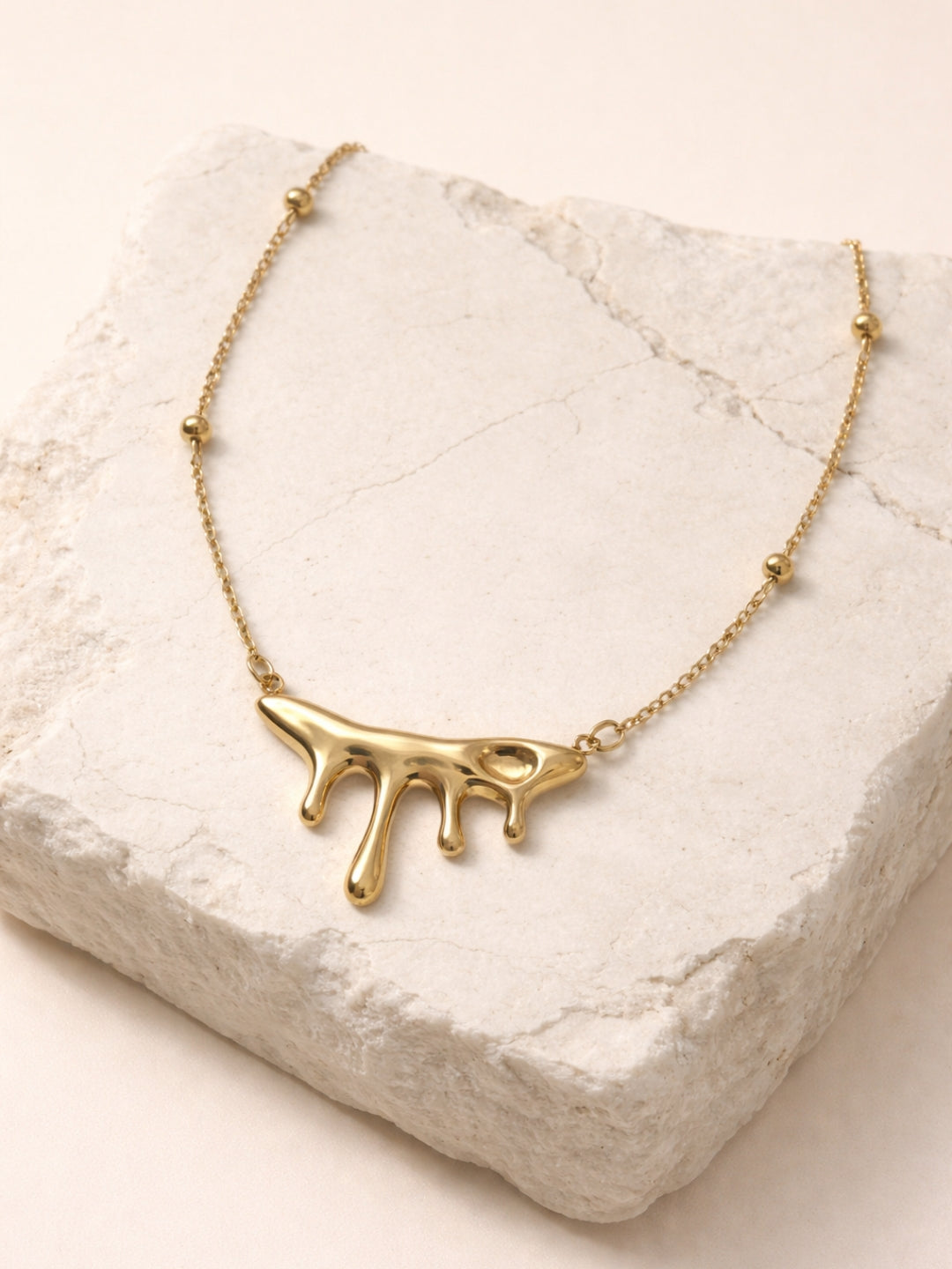 Melted Pendant Chain – 18K Gold Plated Minimal Neckpiece