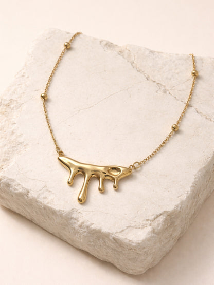 Melted Pendant Chain – 18K Gold Plated Minimal Neckpiece