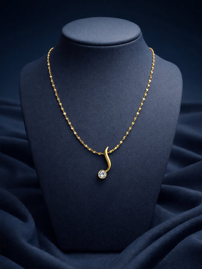 Solitaire Curve Gold Chain Necklace | 18K Gold Plated Everyday Wear