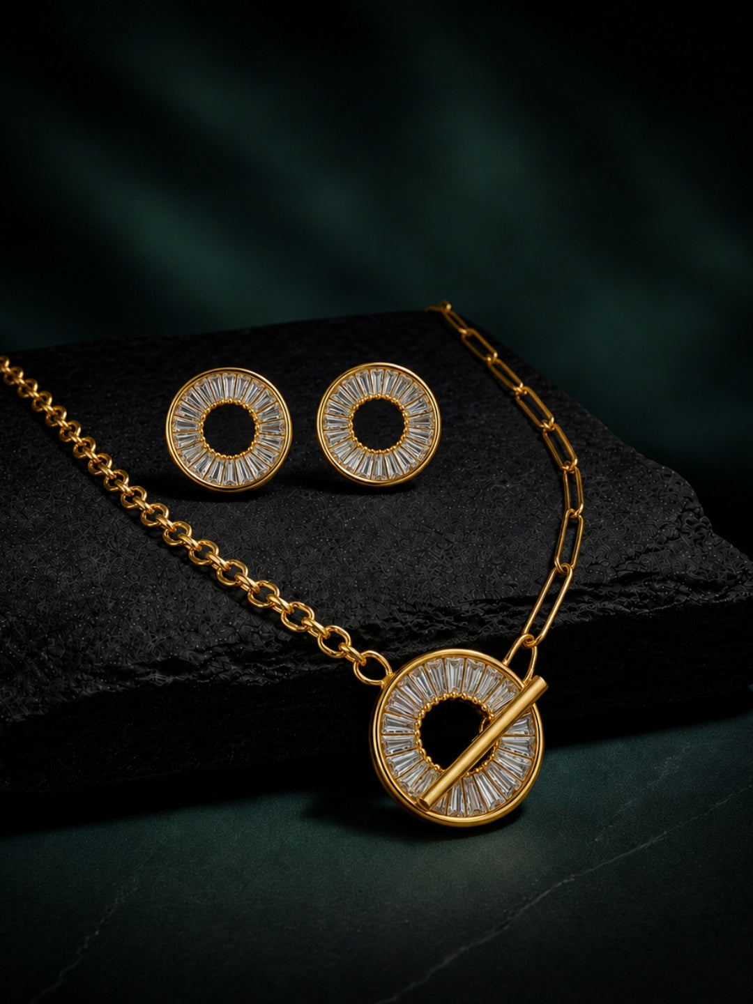 Raggio Sunburst Toggle Necklace & Earring Set, 18K Gold-Plated