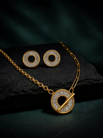 Raggio Sunburst Toggle Necklace & Earring Set, 18K Gold-Plated