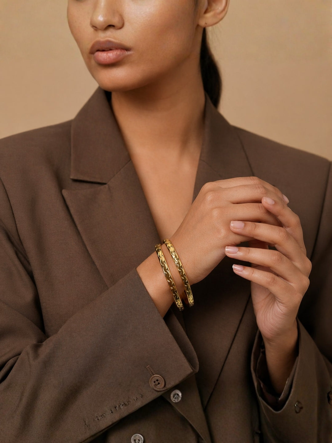 Gold CZ Curve Bangles – Anti Tarnish 18K Plated Stackable Bangles