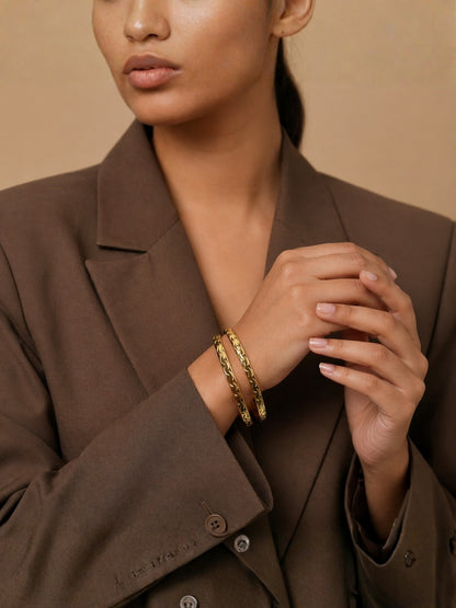 Gold CZ Curve Bangles – Anti Tarnish 18K Plated Stackable Bangles