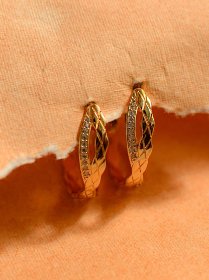 18K Gold Studded Big Criss Cross Hoops – Anti-Tarnish, Water Resistant
