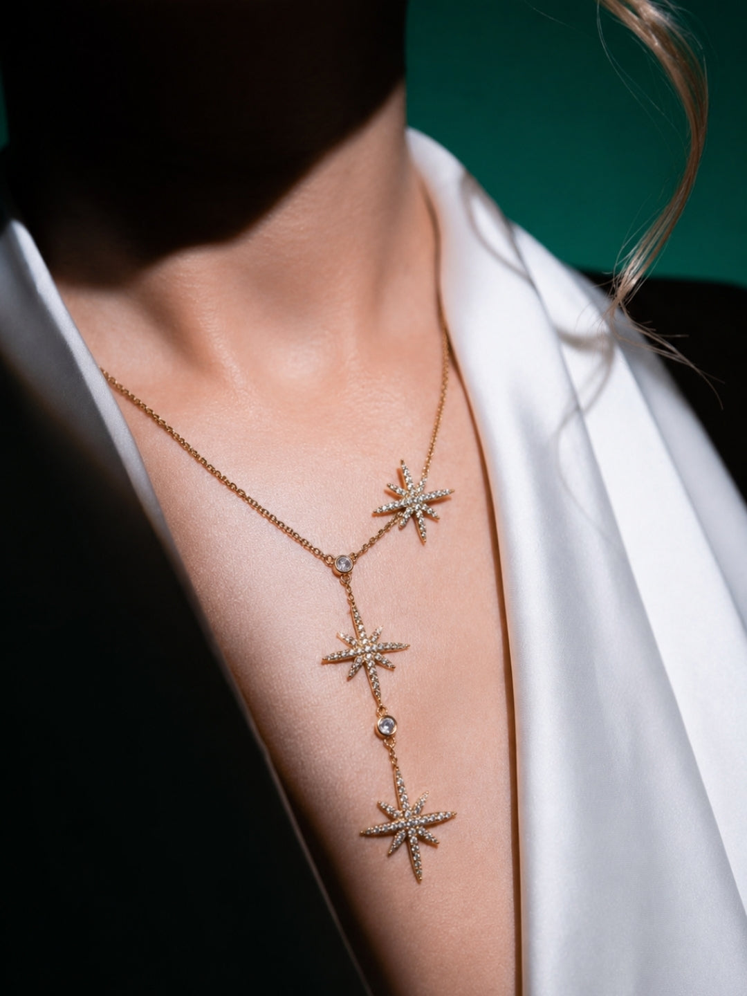 Étoile Celestial Starburst Necklace & Earring Set — 18K Gold Plated with Zircon