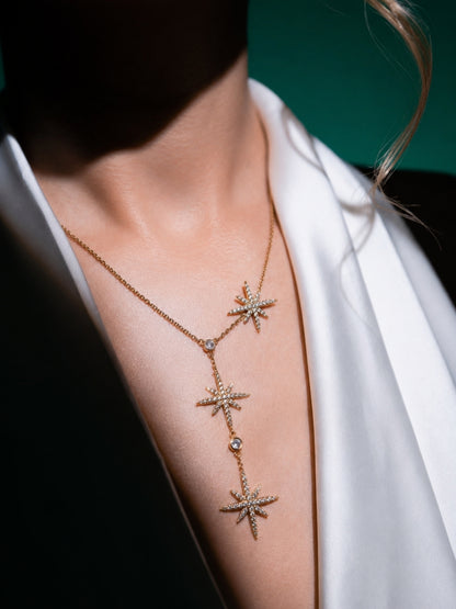 Étoile Celestial Starburst Necklace & Earring Set — 18K Gold Plated with Zircon