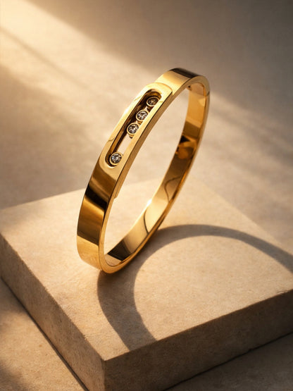 18K Gold Moving Stone Bracelet | Anti Tarnish CZ Cuff