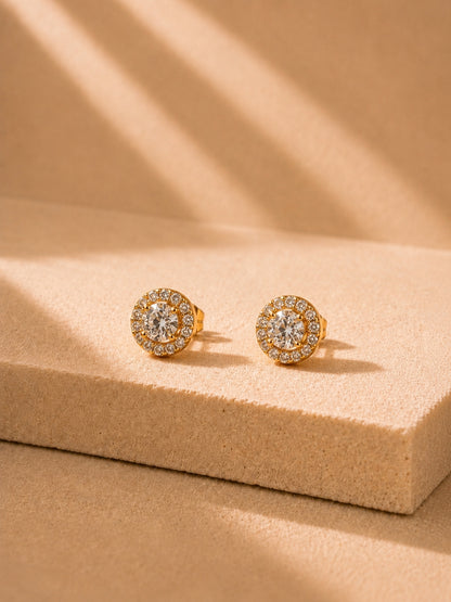 Small CZ Stud Earrings in 18K Rose Gold | Anti Tarnish Stainless Steel