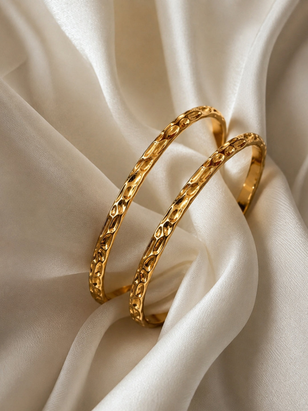 Sculpted Gold Plated Stack Bangles