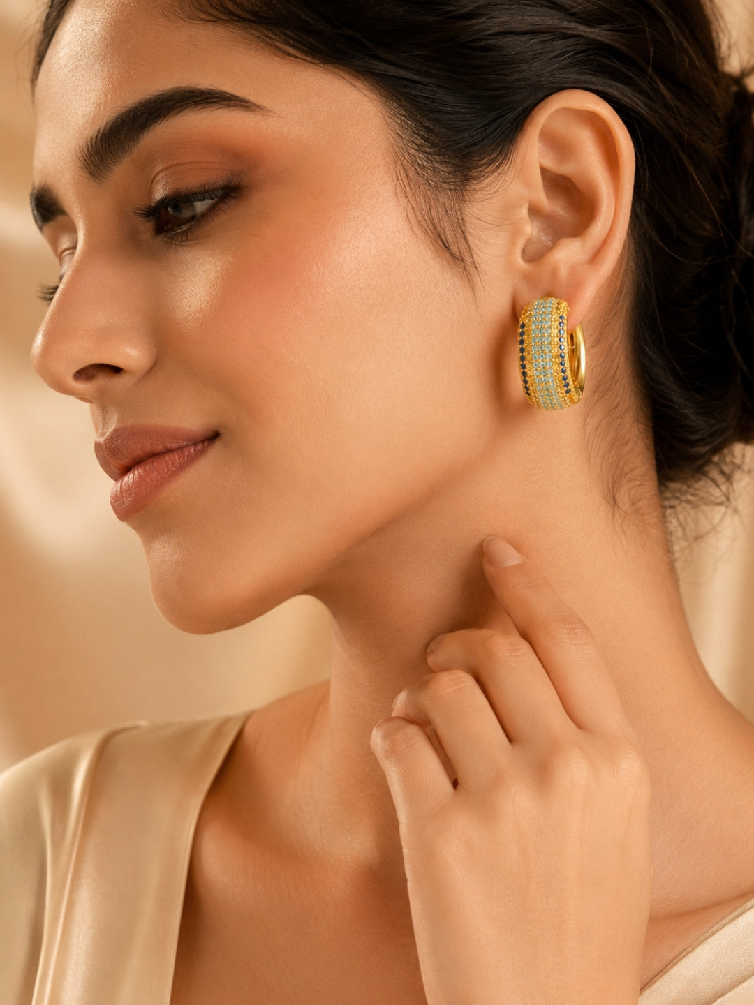 Ombré Pavé Hoop Earrings – 18K Gold-Plated
