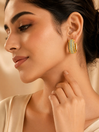 Ombré Pavé Hoop Earrings – 18K Gold-Plated