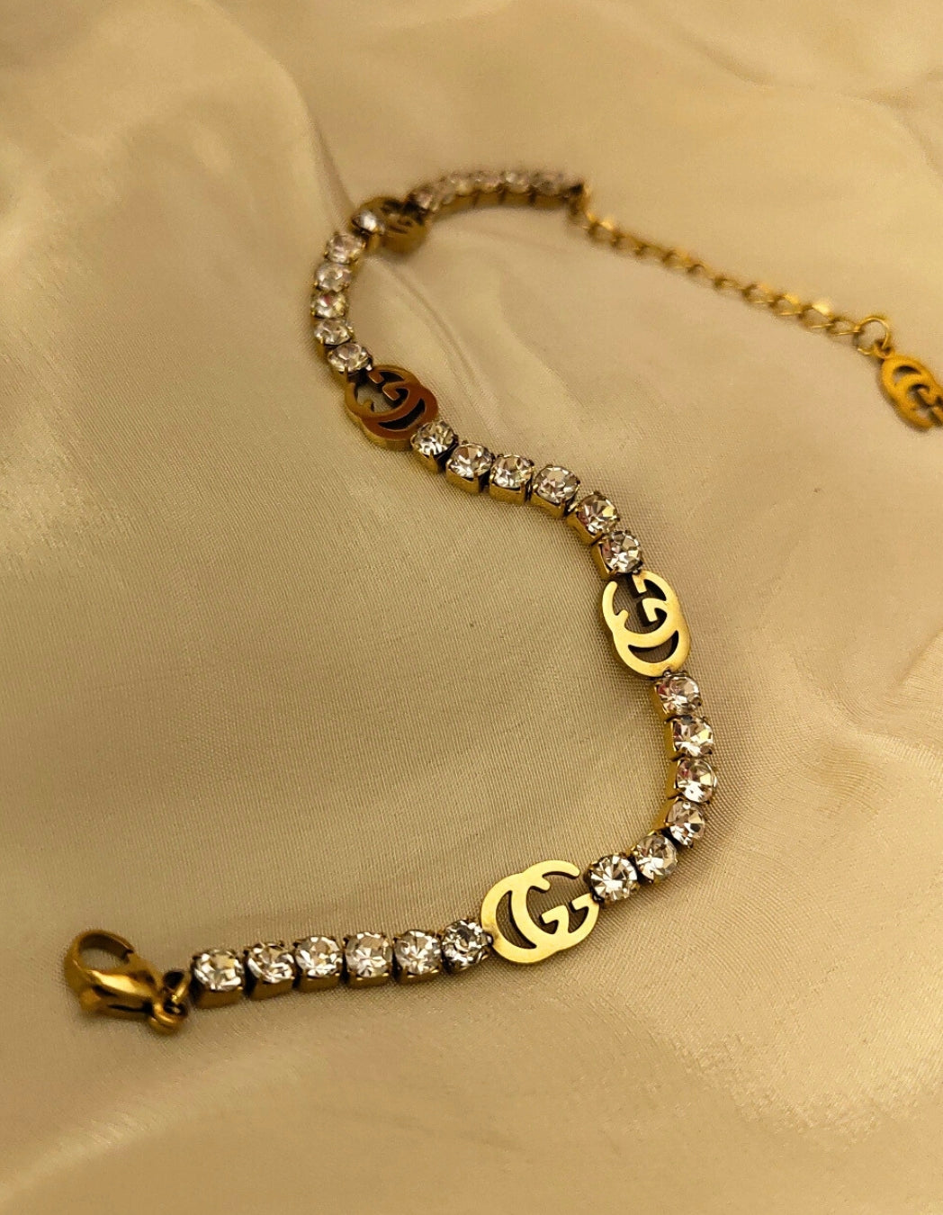 Brand inspired Fully Studded Chain Bracelet